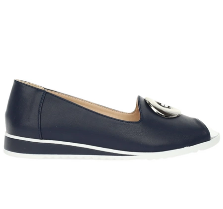 Granatowe czółenka płaskie z odkrytymi palcami Jezzi