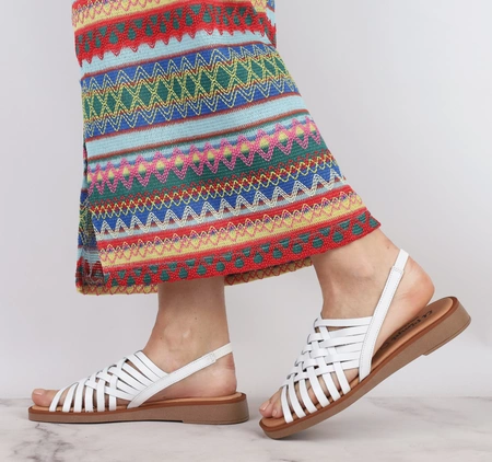 Hiszpańskie białe sandały płaskie plecione El Pimpi - Made in Spain