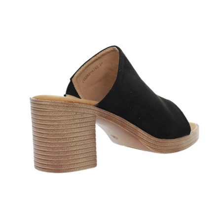 Eleganckie klapki czarne na obcasie i platformie Jezzi