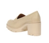 Beżowe mokasyny na klocku ze skóry licowej ekologicznej  Jezzi