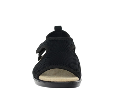 Czarne komfortowe płaskie sandały damskie z elastyczną cholewką Jezzi