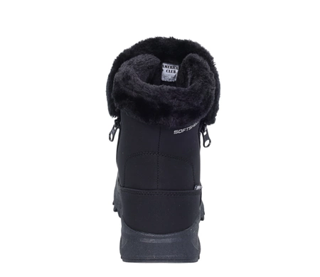 Czarne śniegowce damskie wodoodporne na zamek z futerkiem American Club