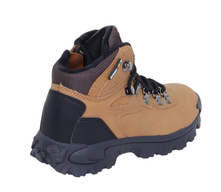 Musztardowe buty zimowe dla chłopca ciepłe dziecięce trzewiki American Club