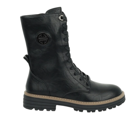 Czarne licowe glany damskie ocieplane trapery eleganckie Jezzi