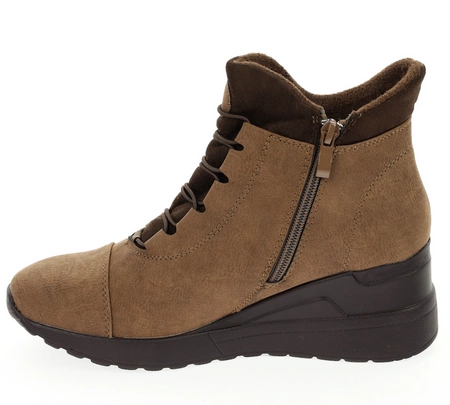 Brązowe buty damskie zimowe na koturnie Jezzi