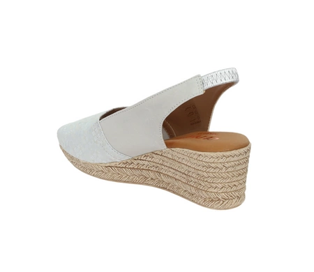 Skórzane hiszpańskie sandały na słomkowej koturnie zabudowane El Pimpi