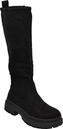 Czarne kozaki płaskie damskie zamszowe Jezzi