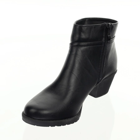 Czarne komfortowe buty zimowe na niskim obcasie Jezzi