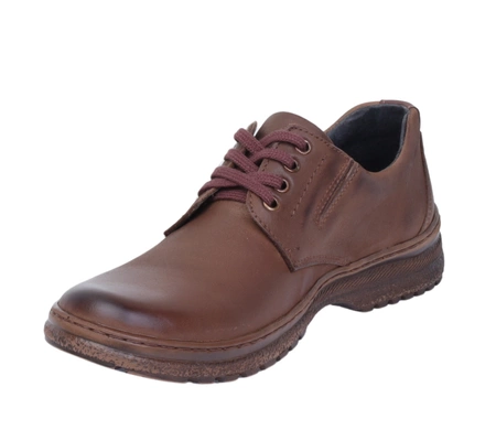 Brązowe skórzane półbuty męskie eleganckie porządne Activ