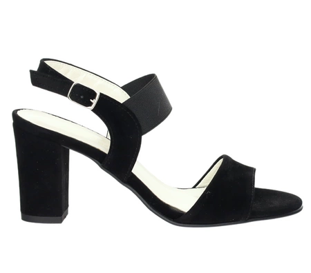 Czarne sandały damskie na obcasie wsuwane Azali - Produkt Polski