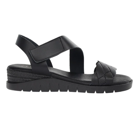 Czarne płaskie sandały damskie skórzane El Pimpi - Made in Spain