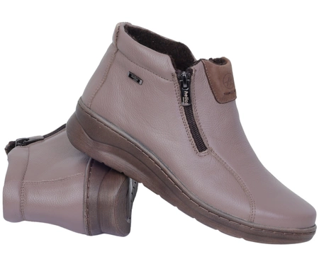 Skórzane damskie trzewiki buty zimowe na dwa zamki Helios model 786