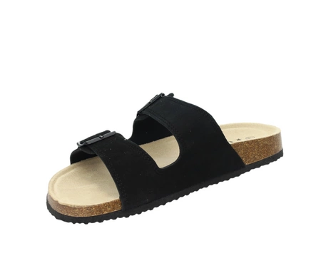 Czarne klapki męskie na dwóch regulowanych paskach korkowa podeszwa American Club