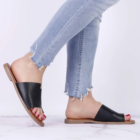 Czarne klapki japonki damskie eleganckie na co dzień Jezzi