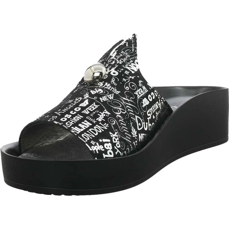 Klapki skórzane z printem Gino Fabiani