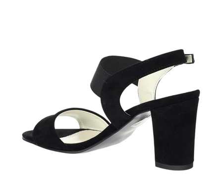 Czarne sandały damskie na obcasie wsuwane Azali - Produkt Polski