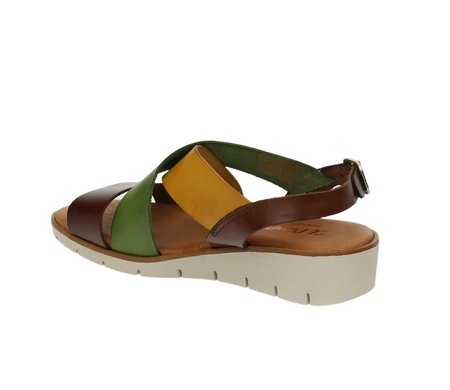 Kolorowe skórzane sandały damskie na paskach Hiszpańskie El Pimpi