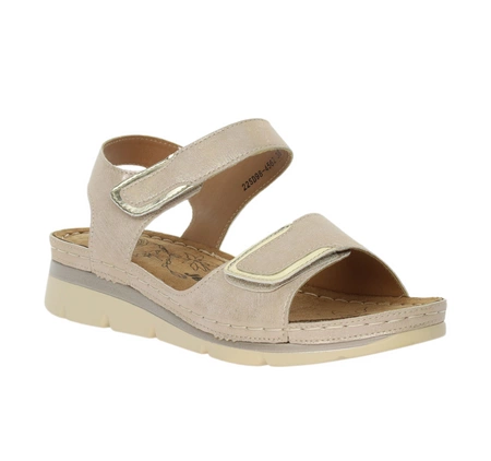 Sandały beżowe komfortowe na rzepy Jezzi