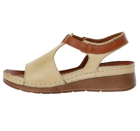 Komfortowe sandały skórzane na niskiej koturnie szyte w Polsce Gino Fabiani