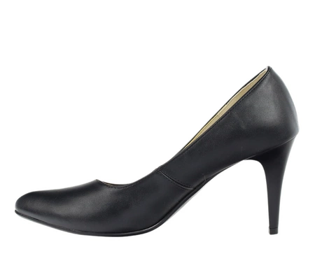 Czarne klasyczne szpilki ze skórzaną wkładką Polskie Azali