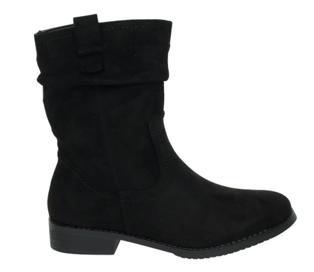 Czarne zamszowe buty zimowe do połowy łydki na płaskim obcasie Diana