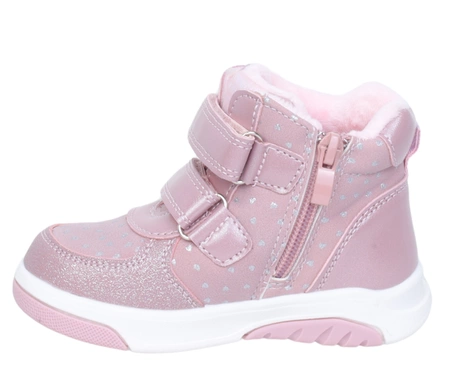 Różowe buty zimowe dla dziewczynki na rzepy ciepłe i tanie American