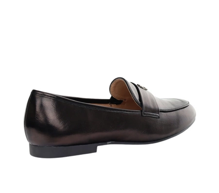 Czarne licowe mokasyny damskie z miękkiej skóry ekologicznej Jezzi