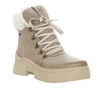 Beżowe eleganckie botki damskie zimowe skórzane Helios