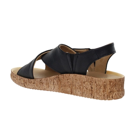 Czarne skórzane sandały damskie wsuwane na szeroką i wąską stopę Helios