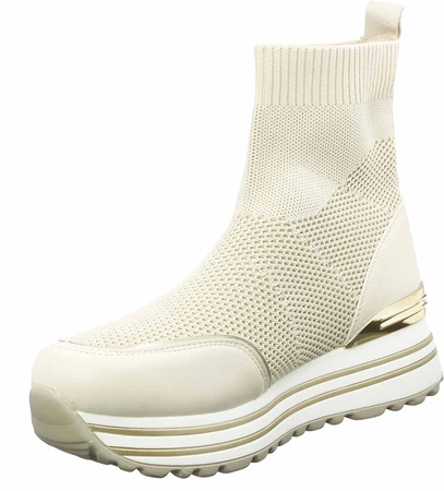 Białe sneakersy damskie na platformie wsuwane skarpeta Haidra