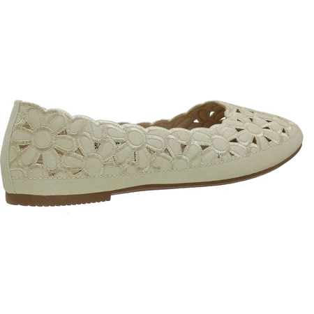 Beżowe balerinki damskie ażurowe kwiatki Jezzi