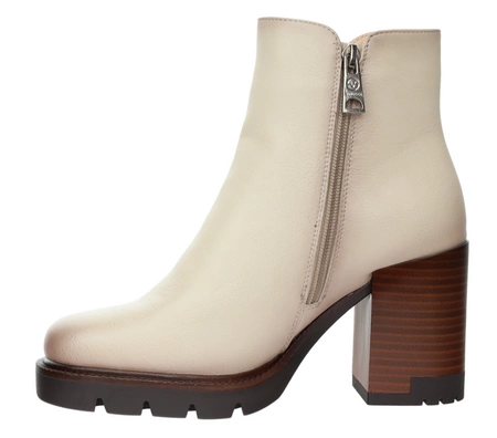 Eleganckie i modne botki na wysokim drewnianym obcasie i platformie VINCEZA