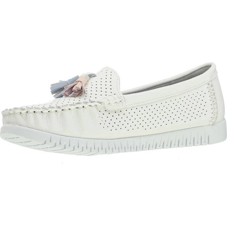 Białe mokasyny damskie skórzane oddychające Jezzi