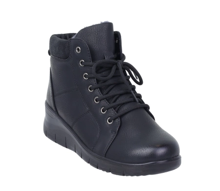 Czarne ciepłe buty zimowe damskie botki zdrowotne na zimę trzewiki