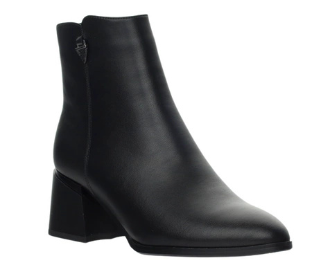 Czarne eleganckie botki na zamek na szerokim obcasie Vinceza