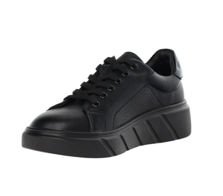 Całe czarne skórzane adidasy damskie komfortowe Jezzi