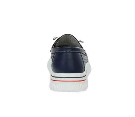 Skórzane granatowe mokasyny damskie na sportowej podeszwie Jezzi