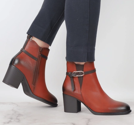 Piękne eleganckie botki ocieplane na średnim obcasie Jezzi