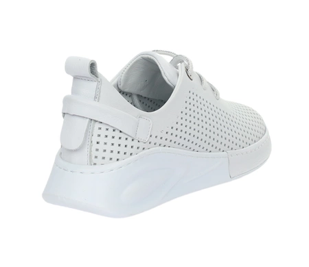 Białe skórzane adidasy damskie ażurowe półbuty sportowe MODO