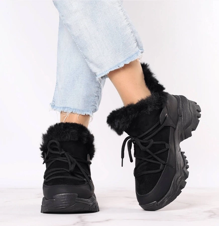 Czarne sneakersy damskie zimowe ocieplane Jezzi