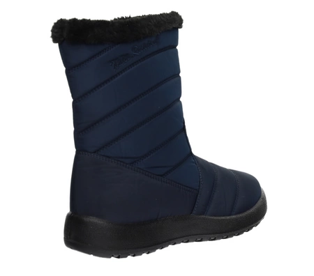 Granatowe wysokie śniegowce damskie na zamek buty termiczne Jezzi