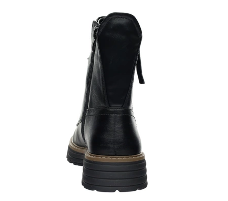 Czarne botki traperki sznurowane i na zamek ocieplane Jezzi