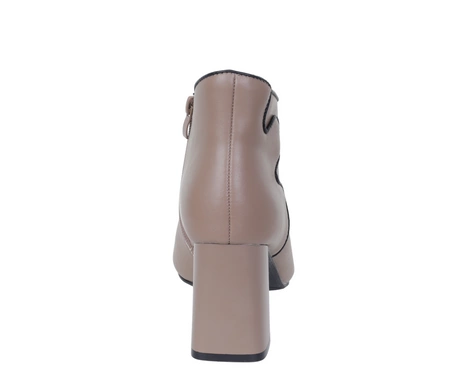 Eleganckie botki jesienne na obcasie ze skóry naturalnej w kolorze Cappucino