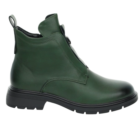 Zielone botki damskie ocieplane na zamek Jezzi