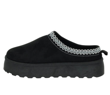 Kapcie czarne EMU ciepłe klapki śniegowce haftowane
