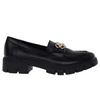 Czarne mokasyny damskie lordsy z klamrą Jezzi