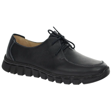 Czarne półbuty damskie skórzane szyte Helios 403