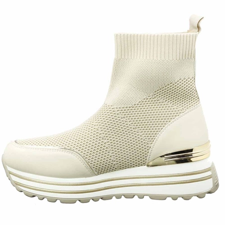 Białe sneakersy damskie na platformie wsuwane skarpeta Haidra