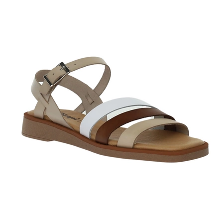 Hiszpańskie skórzane sandały damskie płaski obcas z kwadratowym noskiem El Pimpi - Made in Spain