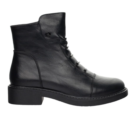 Botki damskie płaskie czarne komfortowe i eleganckie Jezzi